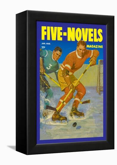 Two Players Skating Towards the Bouncing Puck-null-Framed Stretched Canvas