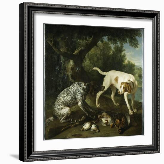 Two Pointers Belonging to the 3rd Earl of Burlington with Dead Game in a Landscape, 1713-Alexandre-Francois Desportes-Framed Premium Giclee Print