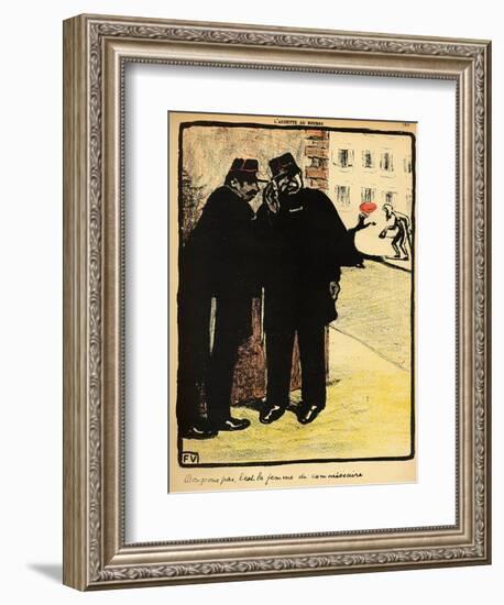 Two Policemen Hide from the Commissioner's Wife, from 'Crimes and Punishments'-Félix Vallotton-Framed Giclee Print