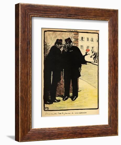 Two Policemen Hide from the Commissioner's Wife, from 'Crimes and Punishments'-Félix Vallotton-Framed Giclee Print