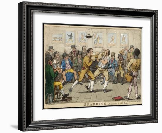 Two Pugilists Spar as a Gathering of Men Enjoy the Action-Isaac Cruikshank-Framed Art Print