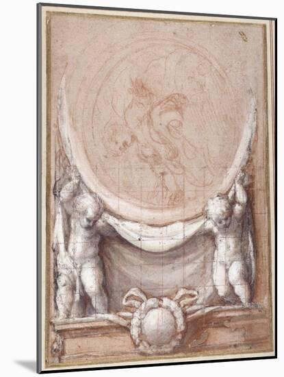 Two Putti Supporting a Medallion on Which the Cloud-Borne Christ Is Represented-Correggio-Mounted Giclee Print