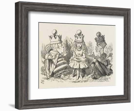 Two Queens Alice with the Two Queens-John Tenniel-Framed Photographic Print