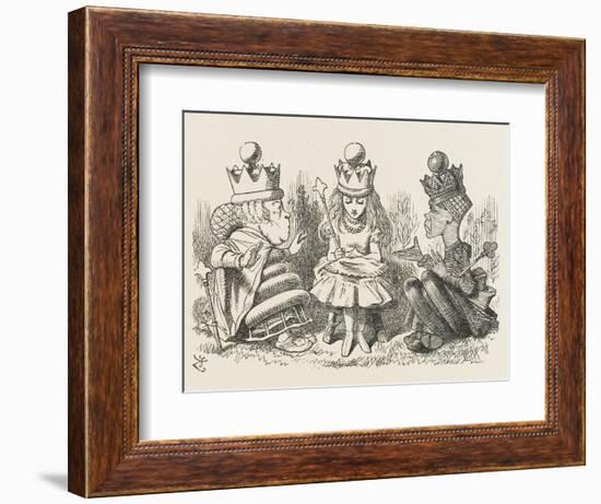 Two Queens Alice with the Two Queens-John Tenniel-Framed Photographic Print