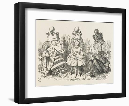 Two Queens Alice with the Two Queens-John Tenniel-Framed Photographic Print