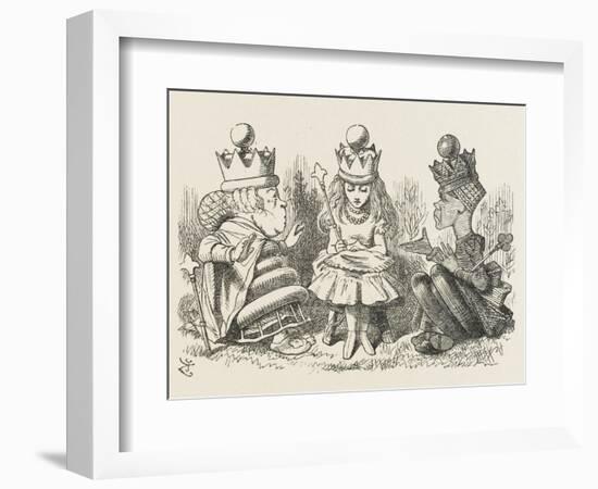 Two Queens Alice with the Two Queens-John Tenniel-Framed Photographic Print