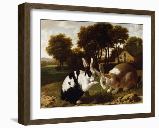 Two Rabbits in a Landscape, C.1650-null-Framed Giclee Print