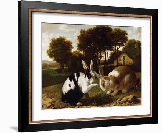 Two Rabbits in a Landscape, C.1650-null-Framed Giclee Print