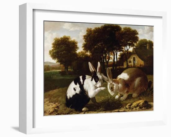 Two Rabbits in a Landscape, C.1650-null-Framed Giclee Print