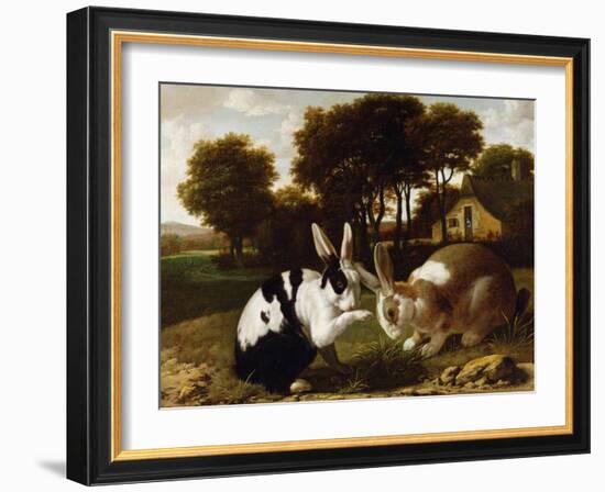 Two Rabbits in a Landscape, C.1650-null-Framed Giclee Print