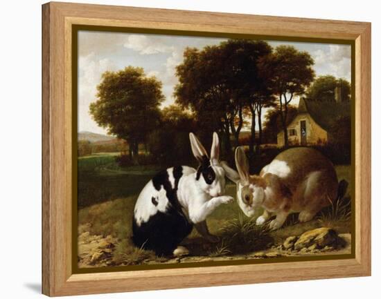 Two Rabbits in a Landscape, C.1650-null-Framed Premier Image Canvas