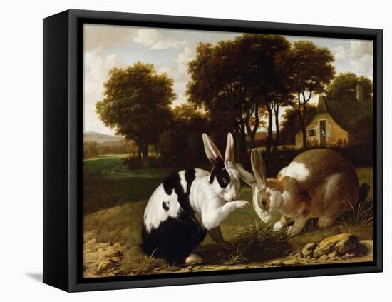 Two Rabbits in a Landscape, C.1650-null-Framed Premier Image Canvas