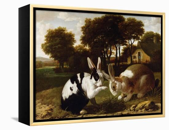 Two Rabbits in a Landscape, C.1650-null-Framed Premier Image Canvas