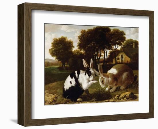 Two Rabbits in a Landscape, C.1650-null-Framed Giclee Print