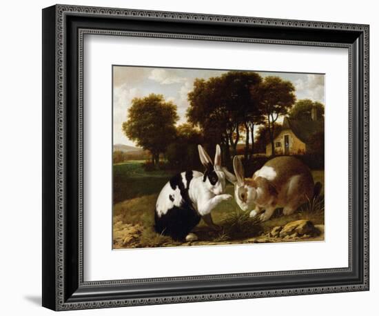 Two Rabbits in a Landscape, C.1650-null-Framed Giclee Print