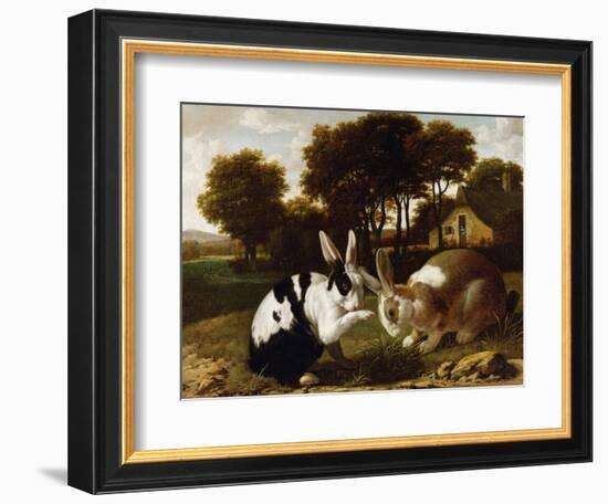 Two Rabbits in a Landscape, C.1650-null-Framed Giclee Print