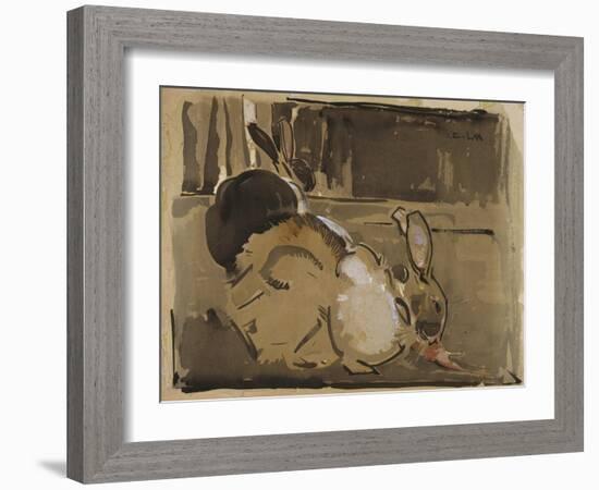 Two Rabbits, One Eating Carrots-Joseph Crawhall-Framed Giclee Print