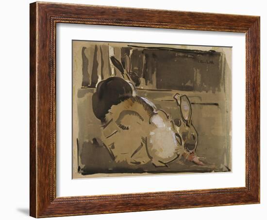 Two Rabbits, One Eating Carrots-Joseph Crawhall-Framed Giclee Print