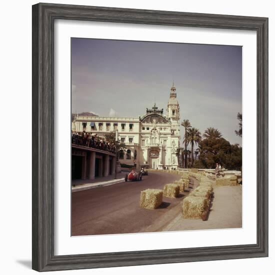 Two Racing Cars Taking a Bend, Monaco Grand Prix, Monte Carlo, 1959-null-Framed Photographic Print