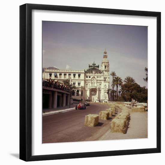 Two Racing Cars Taking a Bend, Monaco Grand Prix, Monte Carlo, 1959-null-Framed Photographic Print