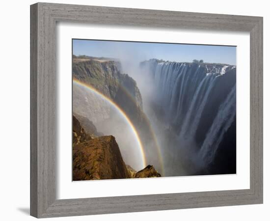 Two Rainbows Rest in Between Zimbabwe and Zambia Seen from the Zambian Side of Victoria Falls.-Karine Aigner-Framed Photographic Print