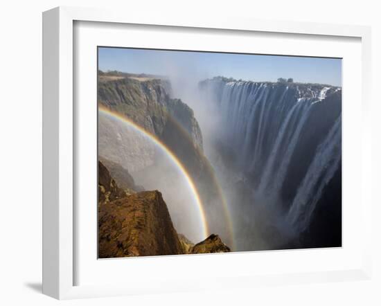 Two Rainbows Rest in Between Zimbabwe and Zambia Seen from the Zambian Side of Victoria Falls.-Karine Aigner-Framed Photographic Print