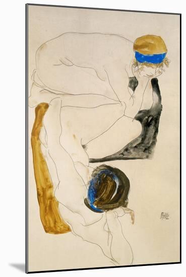 Two Reclining Figures, 1912-Egon Schiele-Mounted Giclee Print