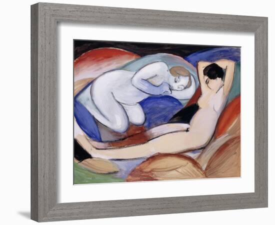 Two Reclining Nudes. 1912-Franz Marc-Framed Giclee Print