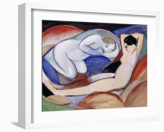 Two Reclining Nudes. 1912-Franz Marc-Framed Giclee Print