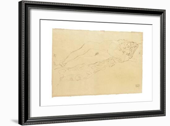 Two Reclining Nudes, c.1913-Gustav Klimt-Framed Giclee Print