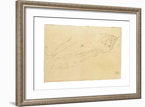 Two Reclining Nudes, c.1913-Gustav Klimt-Framed Giclee Print