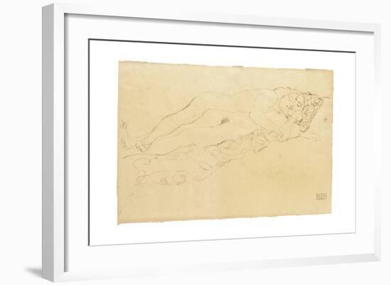 Two Reclining Nudes, c.1913-Gustav Klimt-Framed Giclee Print