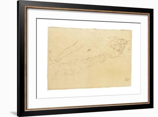 Two Reclining Nudes, c.1913-Gustav Klimt-Framed Giclee Print