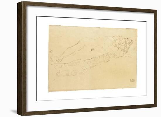 Two Reclining Nudes, c.1913-Gustav Klimt-Framed Giclee Print