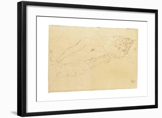 Two Reclining Nudes, c.1913-Gustav Klimt-Framed Giclee Print