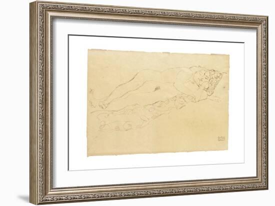 Two Reclining Nudes, c.1913-Gustav Klimt-Framed Giclee Print