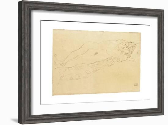 Two Reclining Nudes, c.1913-Gustav Klimt-Framed Giclee Print