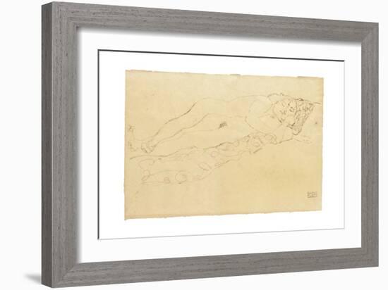 Two Reclining Nudes, c.1913-Gustav Klimt-Framed Giclee Print