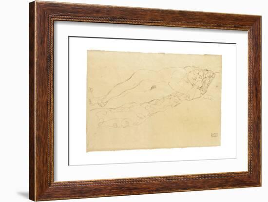 Two Reclining Nudes, c.1913-Gustav Klimt-Framed Giclee Print