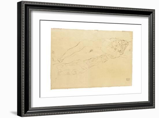 Two Reclining Nudes, c.1913-Gustav Klimt-Framed Giclee Print