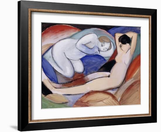 Two Reclining Nudes; Zwei Liegende Akte, 1912-Franz Marc-Framed Giclee Print