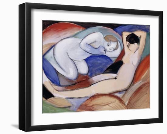 Two Reclining Nudes; Zwei Liegende Akte, 1912-Franz Marc-Framed Giclee Print