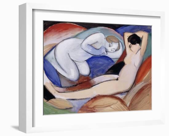 Two Reclining Nudes; Zwei Liegende Akte, 1912-Franz Marc-Framed Giclee Print