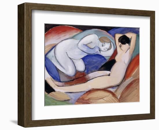 Two Reclining Nudes; Zwei Liegende Akte, 1912-Franz Marc-Framed Giclee Print