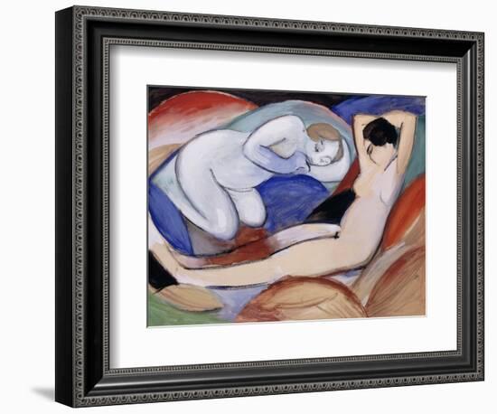 Two Reclining Nudes; Zwei Liegende Akte, 1912-Franz Marc-Framed Giclee Print