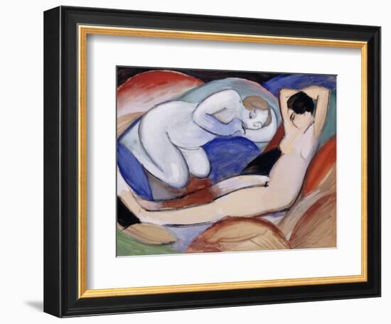 Two Reclining Nudes; Zwei Liegende Akte, 1912-Franz Marc-Framed Giclee Print