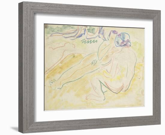 Two Reclining Nudes-Ernst Ludwig Kirchner-Framed Giclee Print