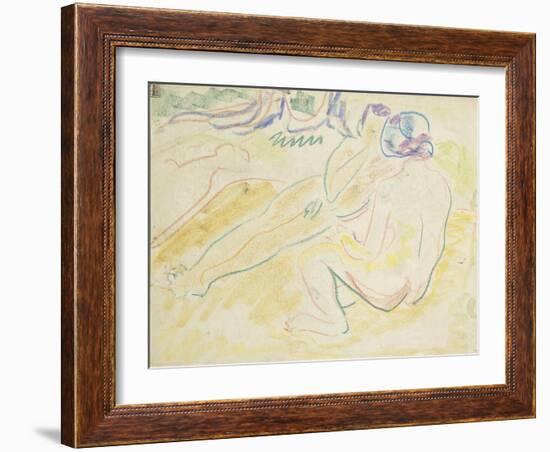 Two Reclining Nudes-Ernst Ludwig Kirchner-Framed Giclee Print