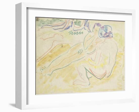 Two Reclining Nudes-Ernst Ludwig Kirchner-Framed Giclee Print