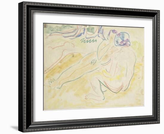 Two Reclining Nudes-Ernst Ludwig Kirchner-Framed Giclee Print